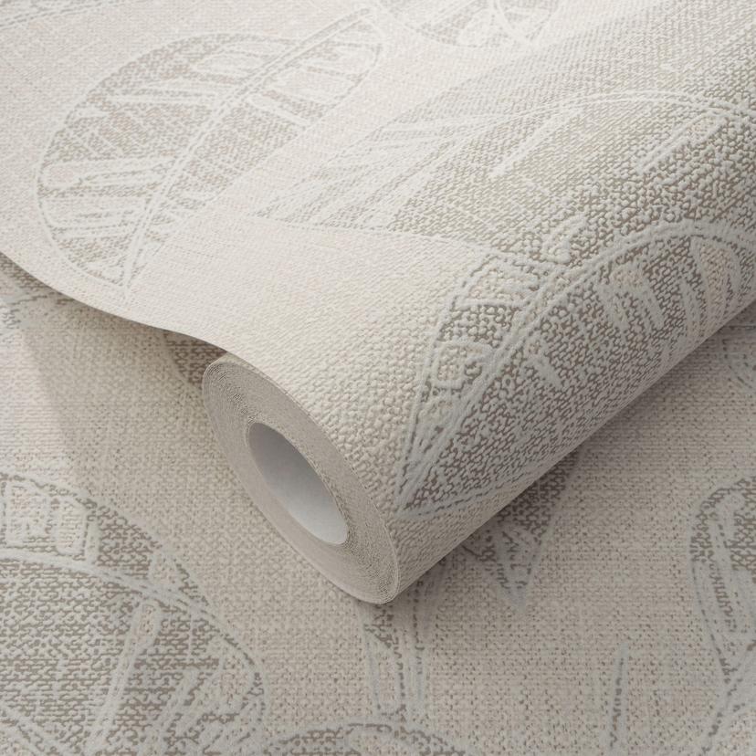 Bladmotief behang Opus beige