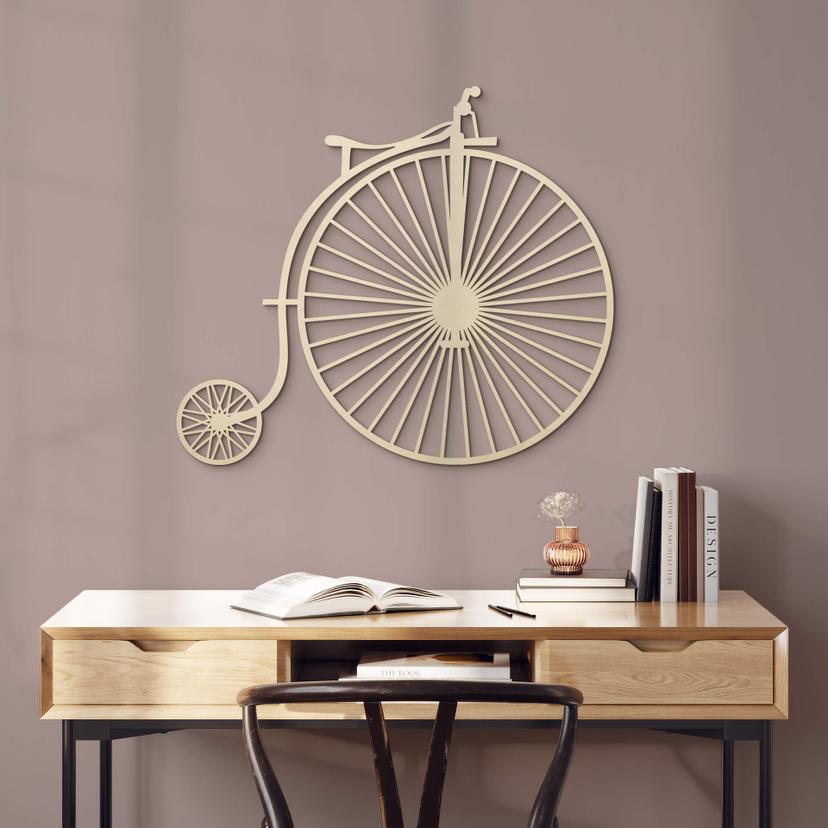 Decoración en madera chapa de chopo - Bicicleta antigua - penny-farthing