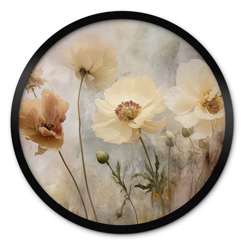 Póster Esplendor floral en cálidos tonos pastel - Paksoylu - Redondo