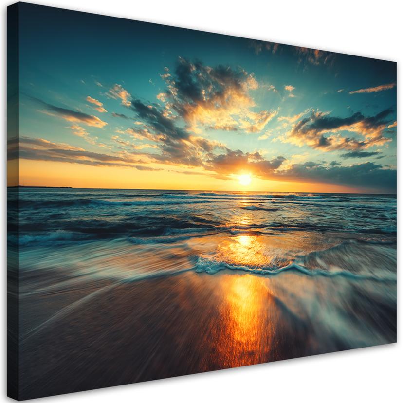 Canvasbillede, solnedgang hav