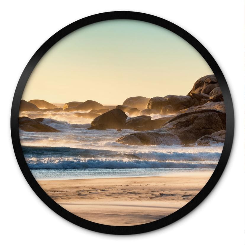 Plakat Strandkyst ved solopgang i Afrika - Hugonnard - Round
