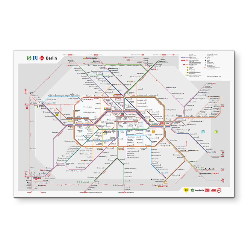 Wandbild BVG Berlin - Netzplan Berlin - Alu-Dibond