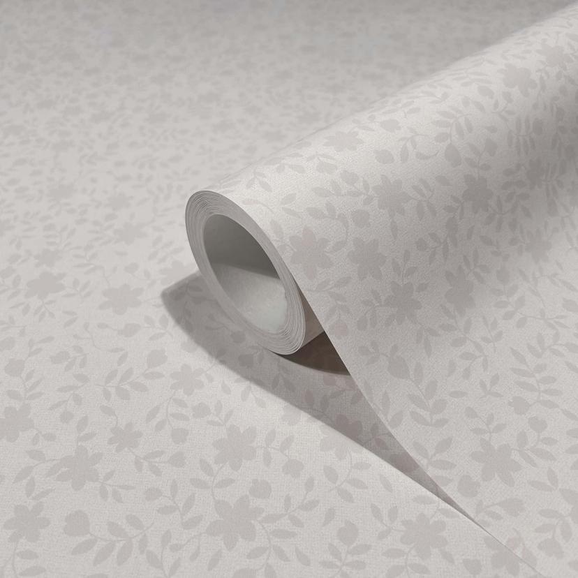Papel pintado no tejido hojas, motivo hoja naturaleza floral en rosa-marrón