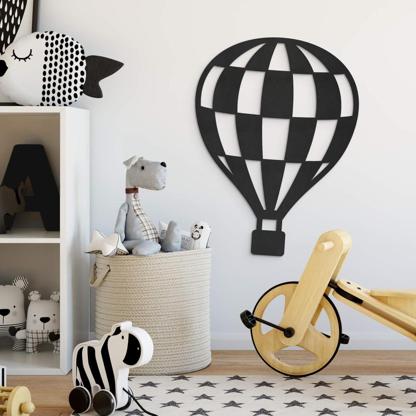 MDF - Decoración en madera - Globo aerostático a cuadros