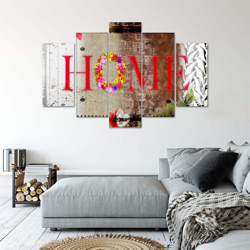 Stampa su tela 5 pezzi Home Fiori di iscrizione