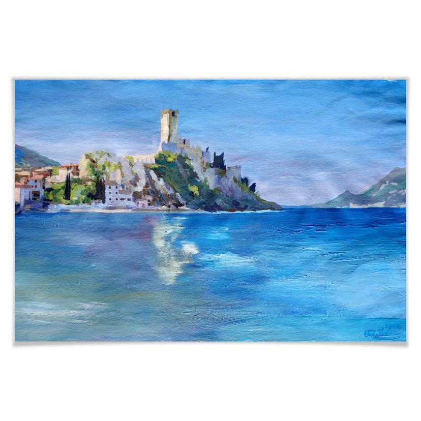 Poster - Bleichner - Malcesine avec le château Scaligero