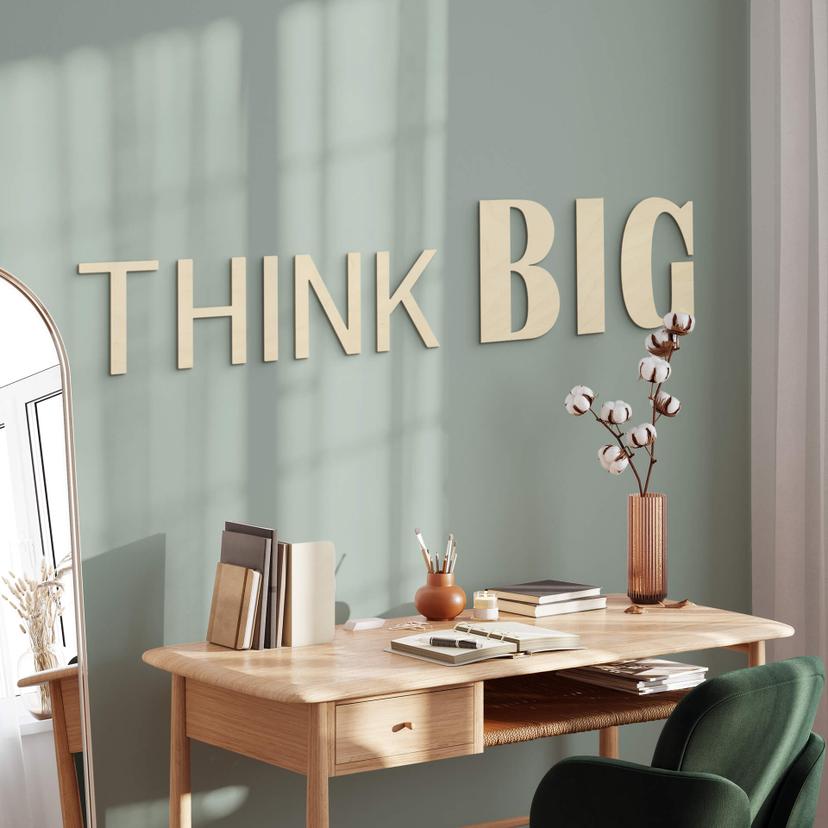 letra de madera 3D THINK BIG - Álamo