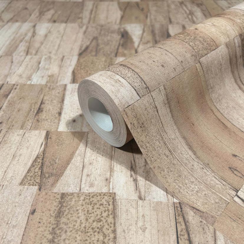 Vliestapete mit Holzoptik-Look braun Holzoptik