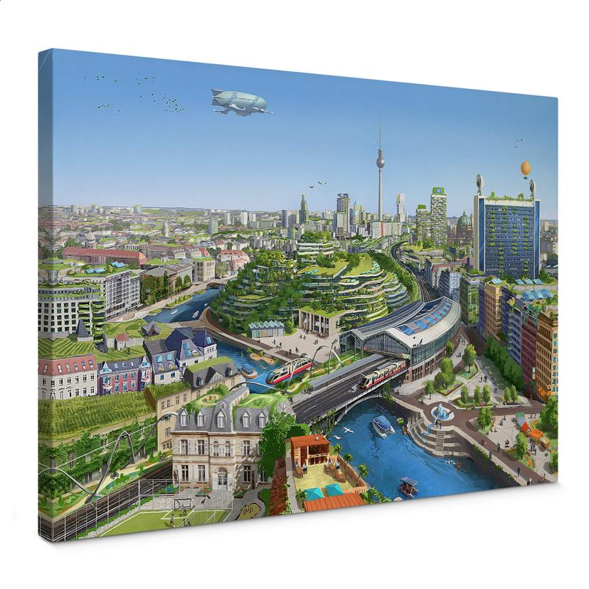 Cuadro lienzo aerroscape - Berlin Solarpunk
