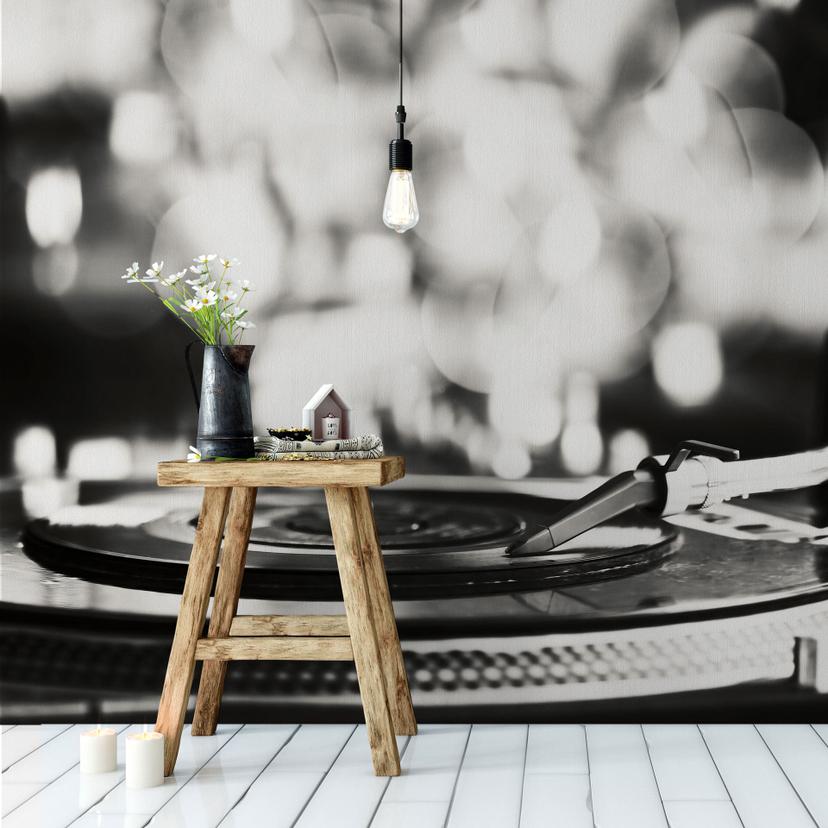 Fototapet Vinyl Record on Turntables - 240x260 cm