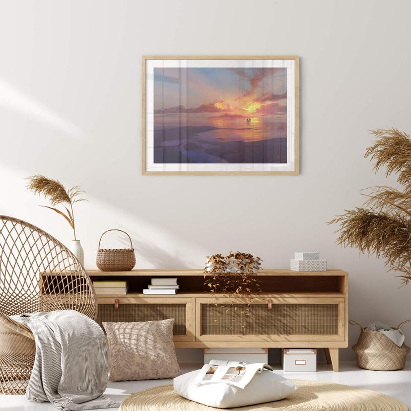 Poster aerroscape - Solnedgång vid havet
