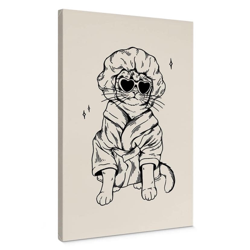 Tableau sur toile Chat détendu avec lunettes en forme de cœur - Royle