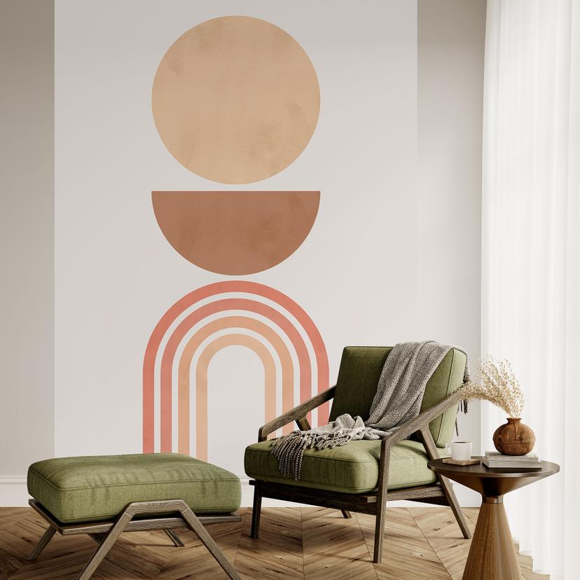 Fototapet Abstrakt balance - Retro buer og cirkler - Costa