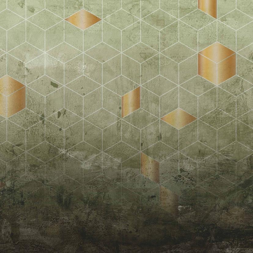 Papier peint design DTiles1 en vert bronze - revêtement mural Designwalls 2 - 2,55 x 3,5 m