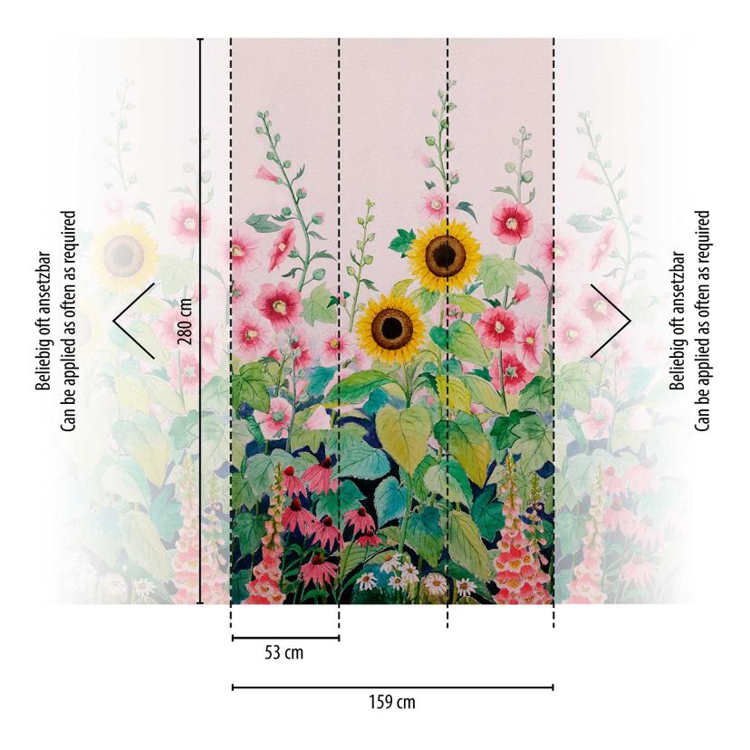 Carta da parati a fiori colorati con girasoli - Carta da parati in tessuto non tessuto per camera da