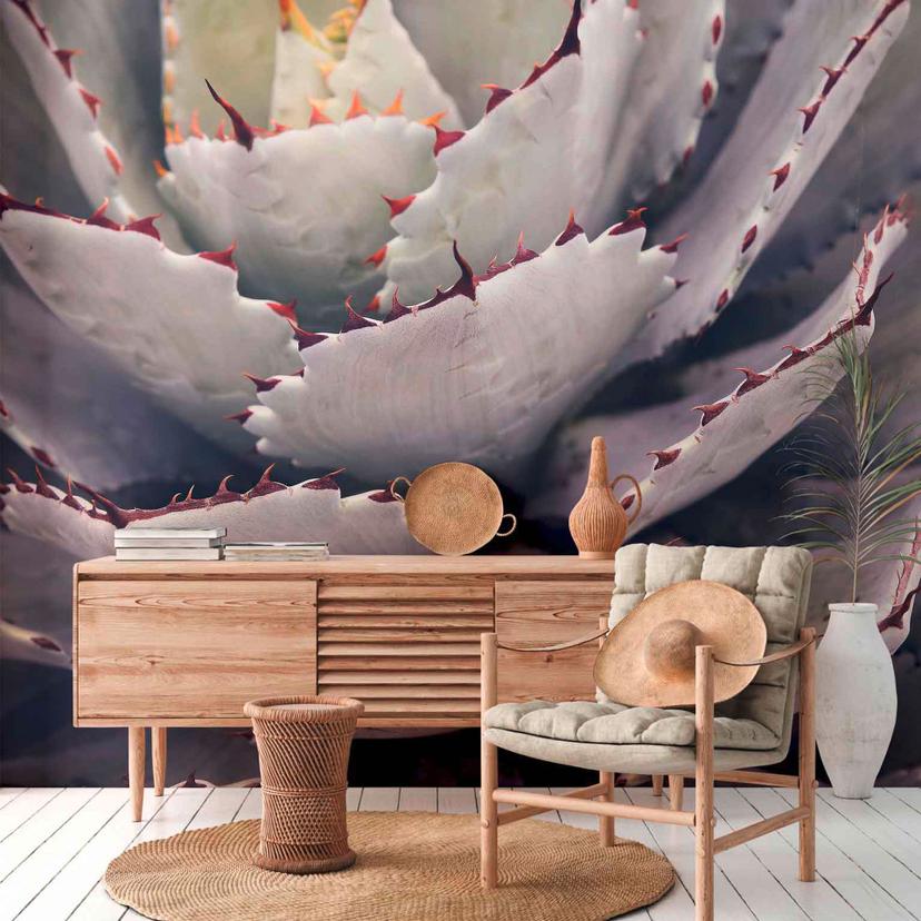 Nature cactus plant tapet i lilla-grå - non-woven tapet Designwalls 2 - 2,55 x 3,5 m