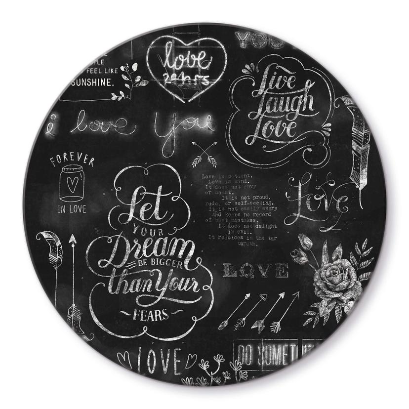 Tableau en verre World of good feelings - Rond