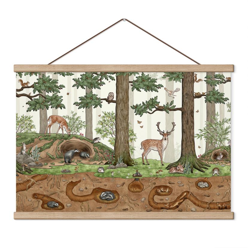 Kinderkamer Textielposter Zoekplaat bosdieren - Kikki Belle