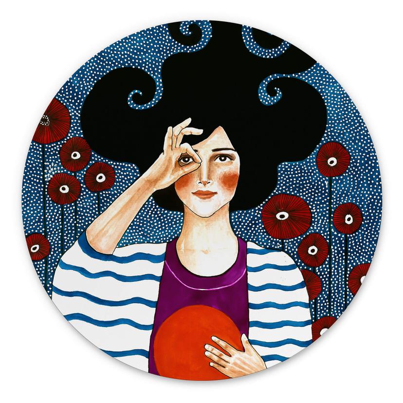 Tableau sur alu-Dibond rond Hülya - Moment de réconfort
