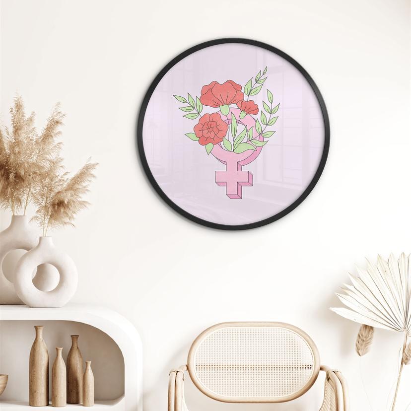 Poster Segno di Venere con fiori - Rotondo