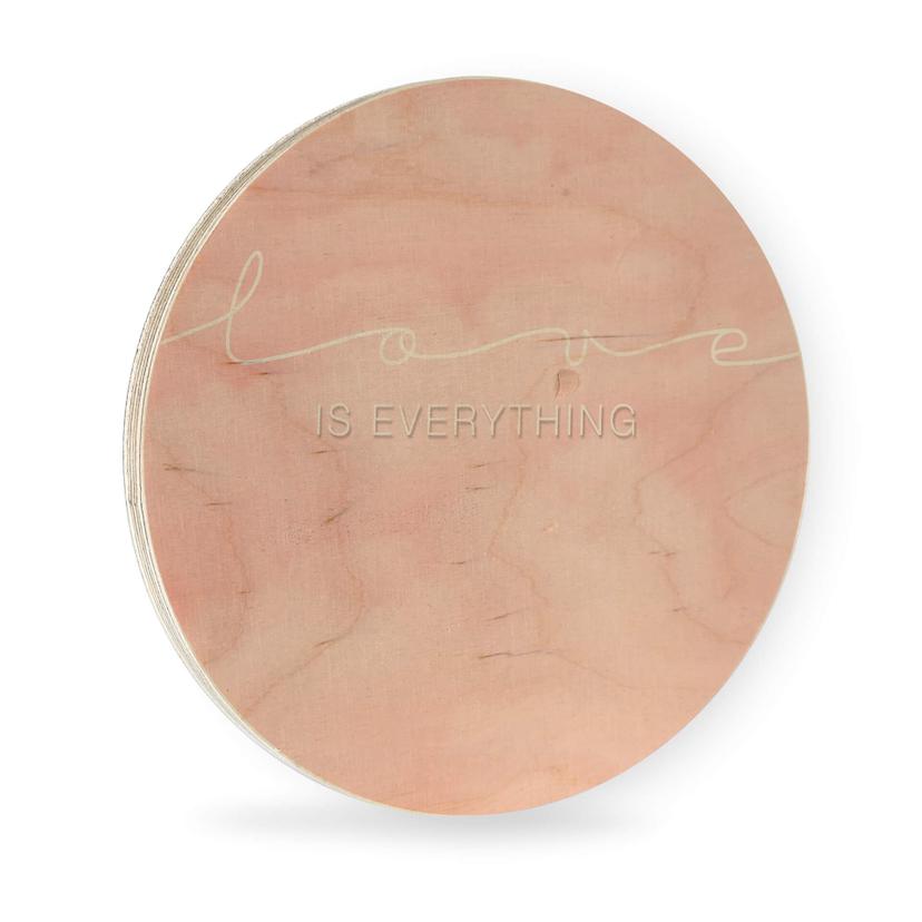 Stampa su legno L'amore è tutto - Nuvole rosa - Rotondo