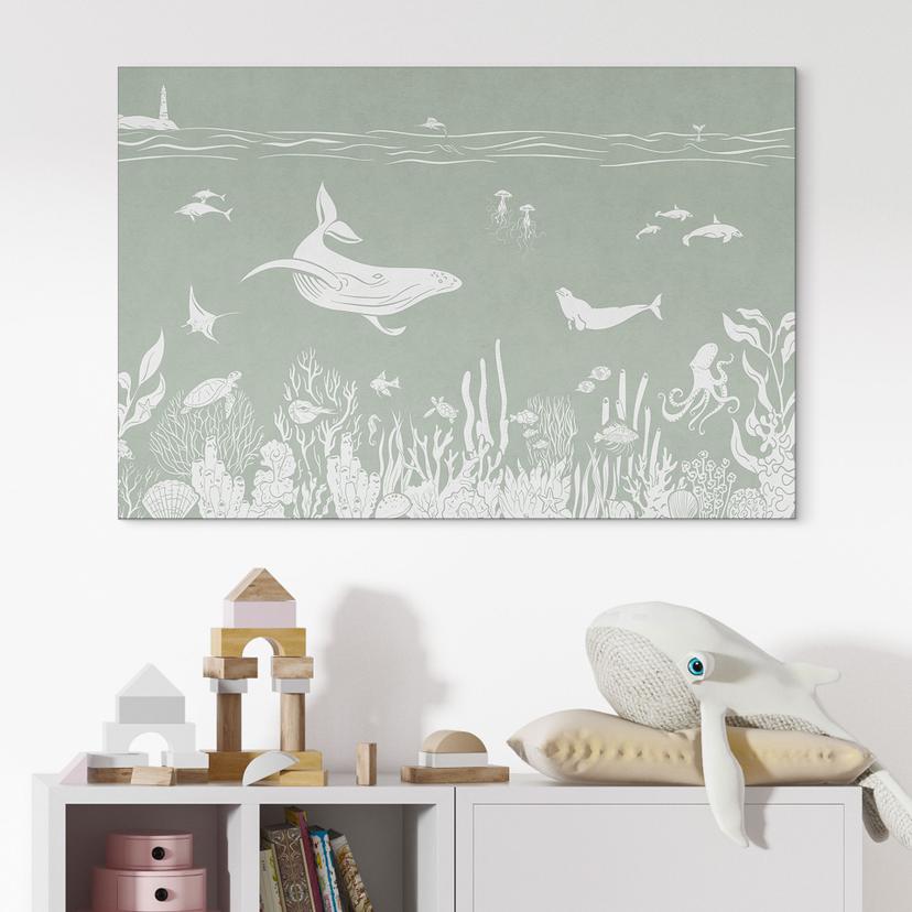 Wanddecoratie Koraalrif en zeedieren - Een reis in het groen - Kikki Belle - Aluminium dibond