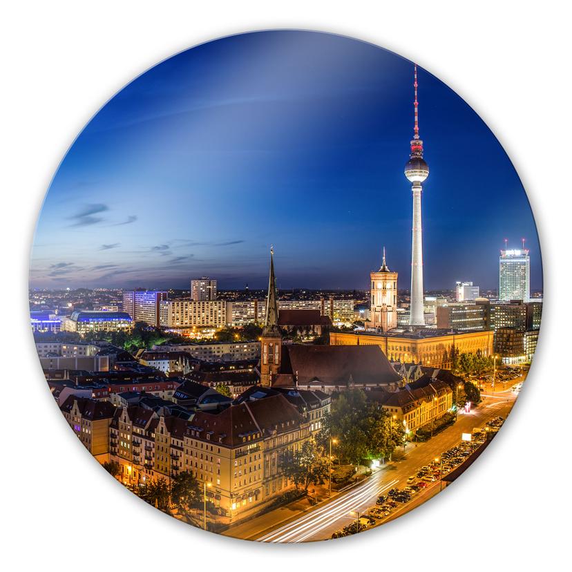 Stampa su vetro Panorama di Berlino - tondo