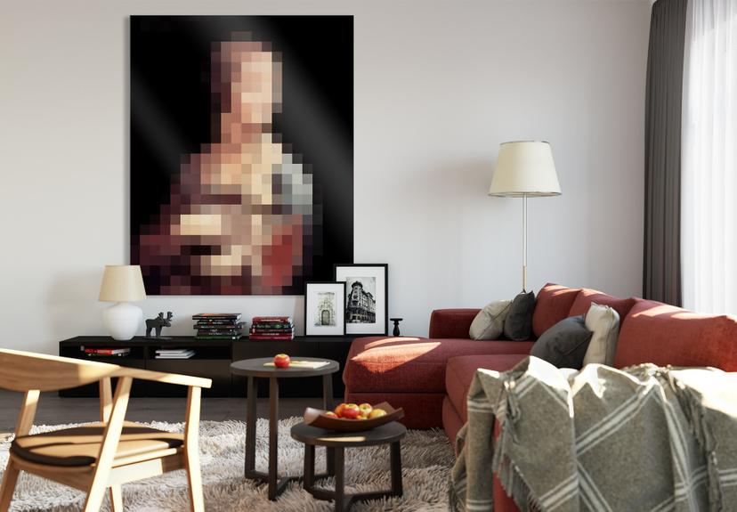 Stampa su vetro acrilico Pixelart - da Vinci - La dama con l'ermellino