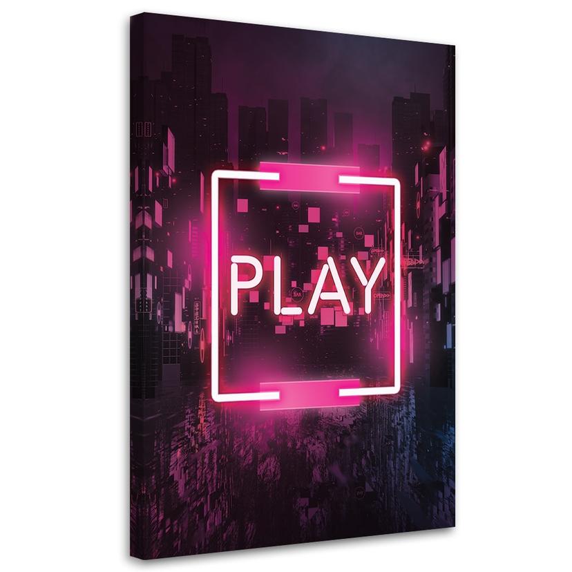Canvasbillede, lyserød spilinskription til gamer
