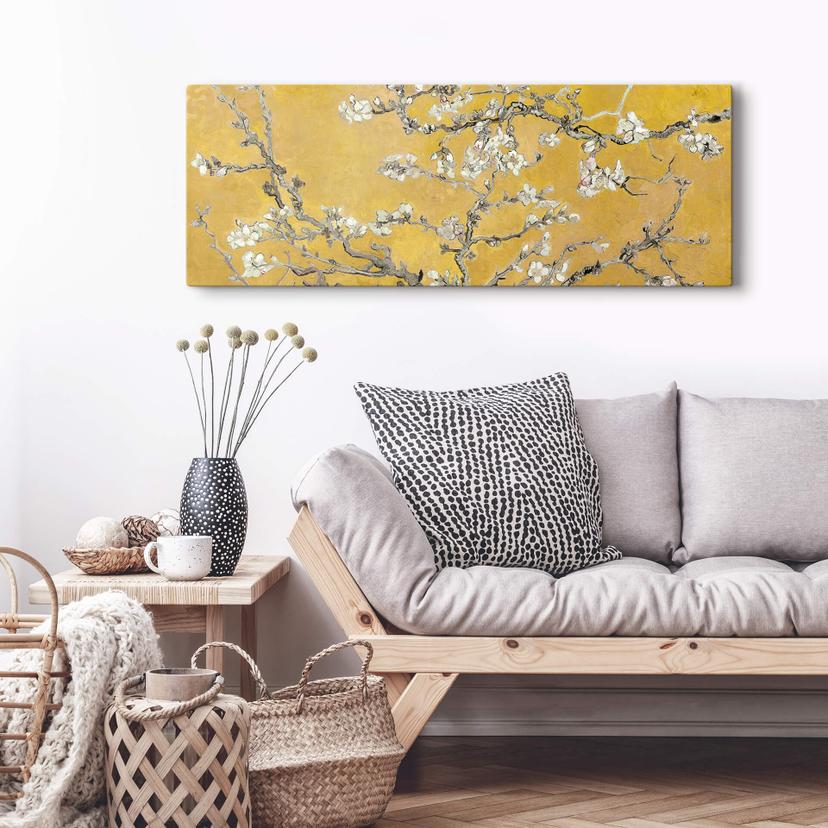 Leinwandbild van Gogh - Mandelblüte Ocker - Panorama