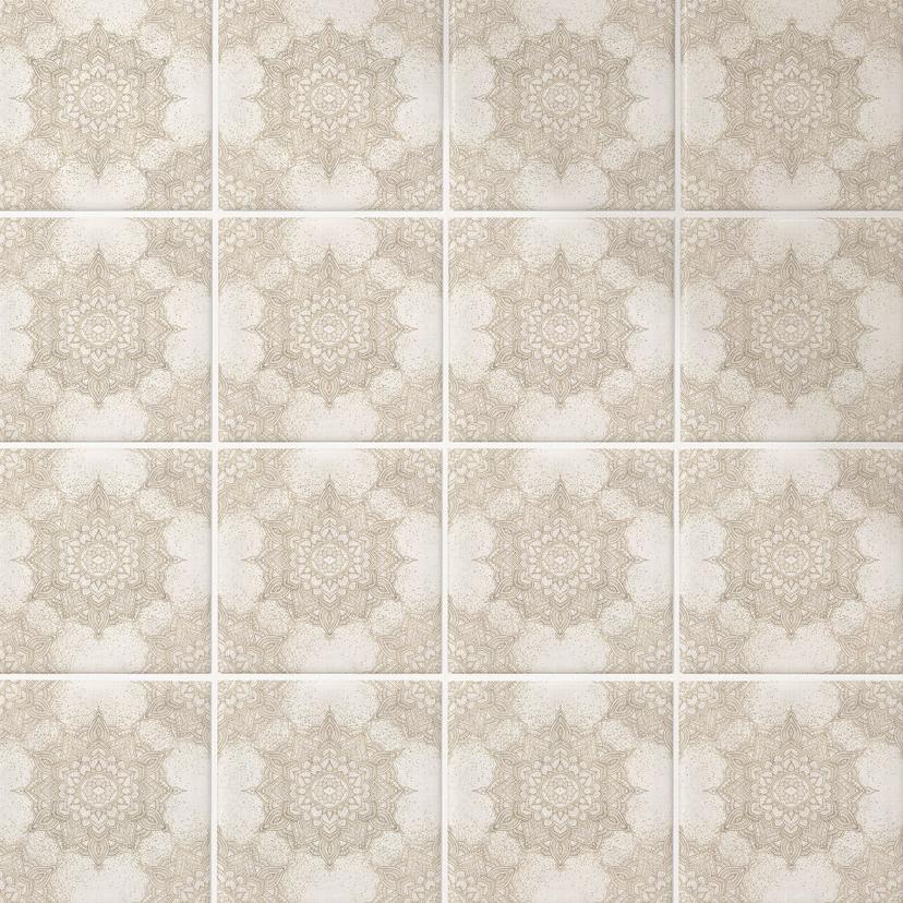 Flise klistermærker Elegant mandala i sandguld - Bloomery Decor - Sæt med 12)