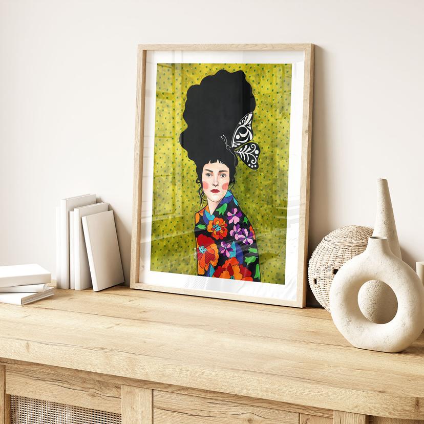 Poster donna con farfalla tra i capelli - Hülya