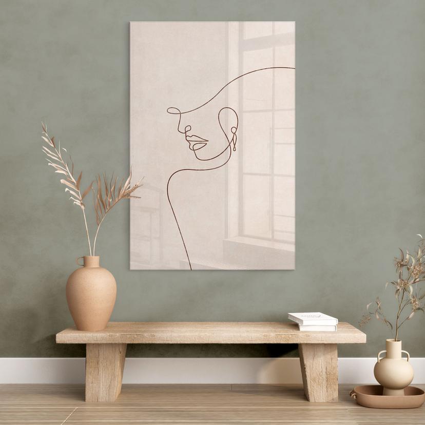 Tableau en verre acrylique Délicats contours d'une femme - Line Art - Tunaboylu