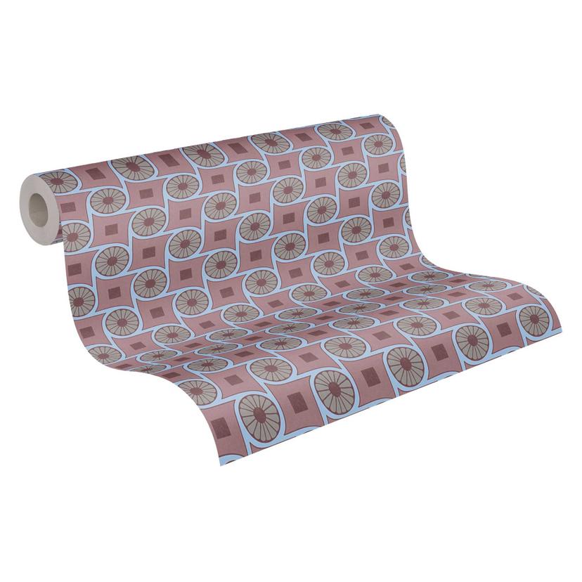 Papel pintado gráfico con motivo de círculos azul púrpura - papel pintado no tejido de estilo retro