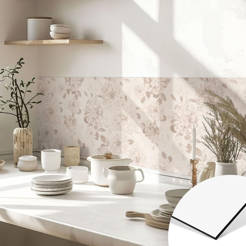 Revêtement pour cuisine Dahlia Shabby Chic Beige - Bloomery Decor