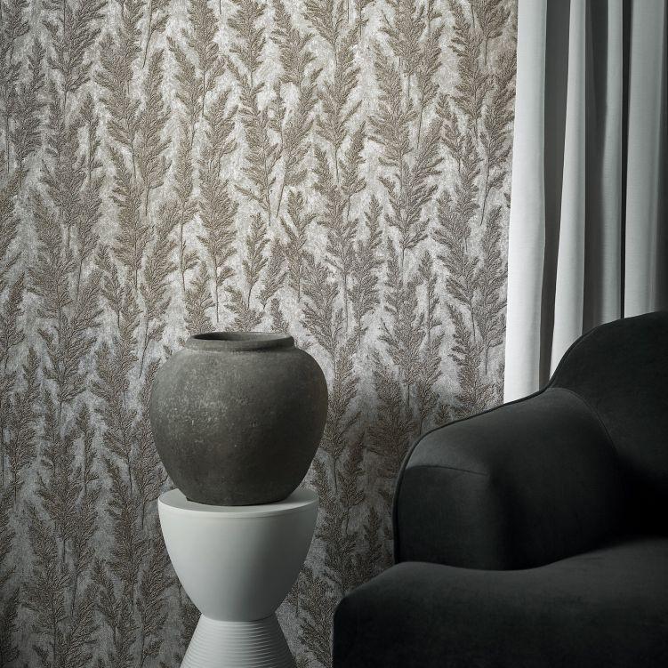 blomster- og fleecetapet Naturlig Opulens i sølv