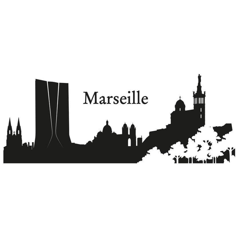 Muursticker Skyline Marseille