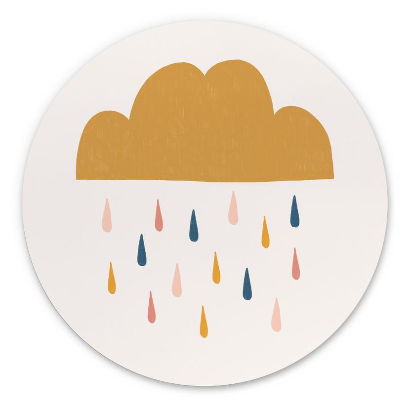 Wandbild Fröhlicher Regen in Pastelltönen - Lisboa - Alu-Dibond - Rund