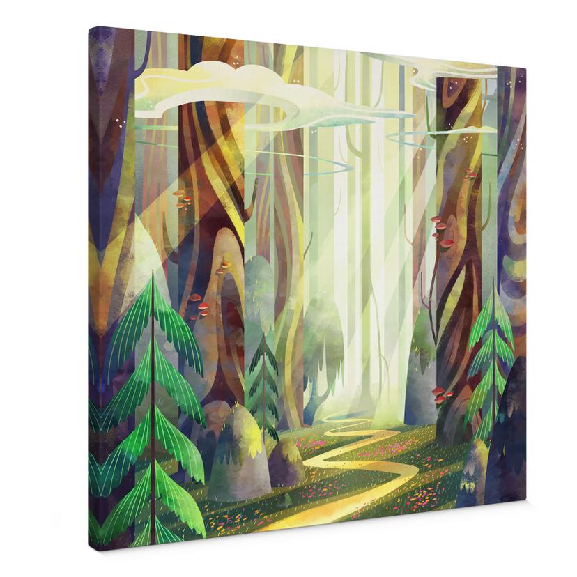Canvasbillede Fortryllet skov i lyset - DigitalArtsi