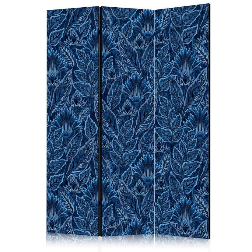 Paravent, Raumteiler freistehend, Trennwand - Dense Vegetation: Botanical Patterns in Blue