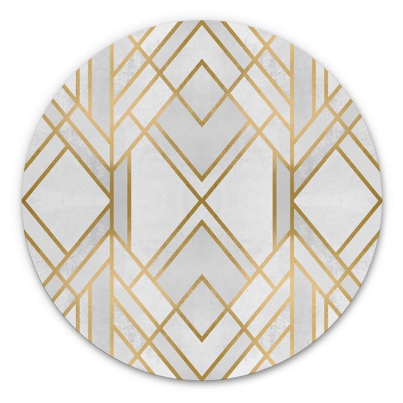 Tableau sur alu-Dibond Fredriksson - Art déco : Géométrie dorée - Rond