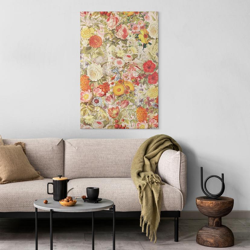 Tableau en verre acrylique Collage de fleurs colorées - Frida Floral Studio
