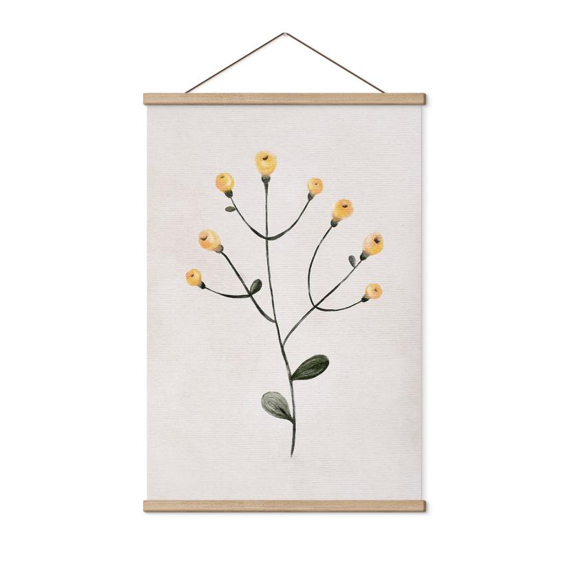 Tekstil plakat Delikat plante med gule blomster - Goed Blauw