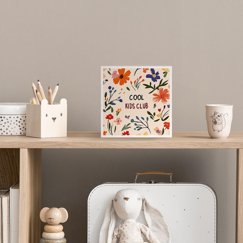 Holzbild zum Hinstellen - Cool Kids Club Bunte Blumen - Treechild - 15x15 cm