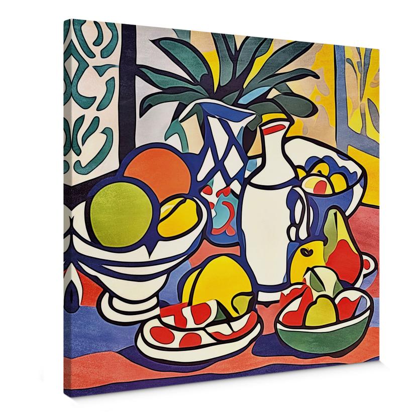 Lærredsprint - Mælk og frugt - Inspireret af Matisse - Zamart