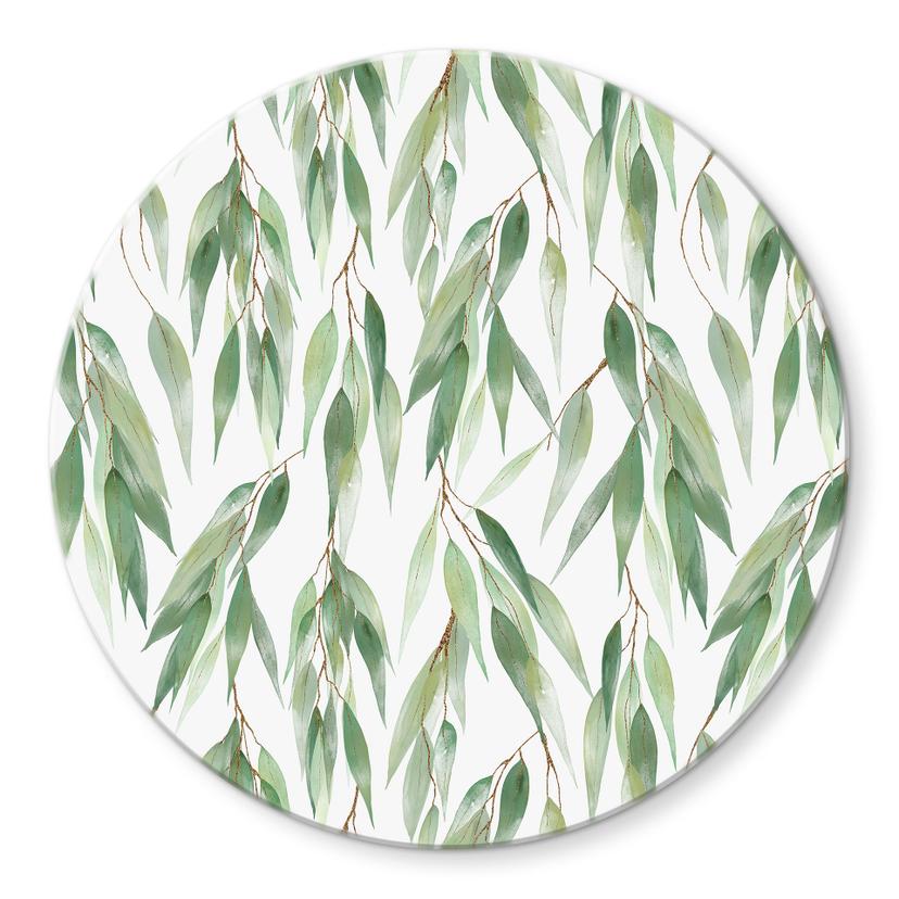 Glasbillede - Grene med grønne blade - UN Designs