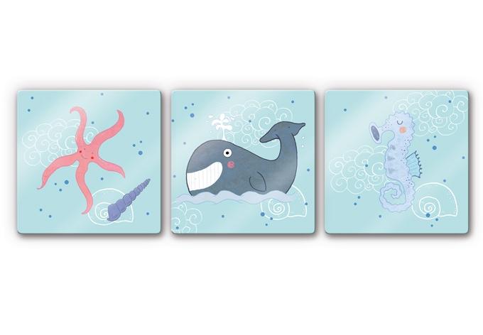 Tableau sur verre Loske - À la plage (3 parties)