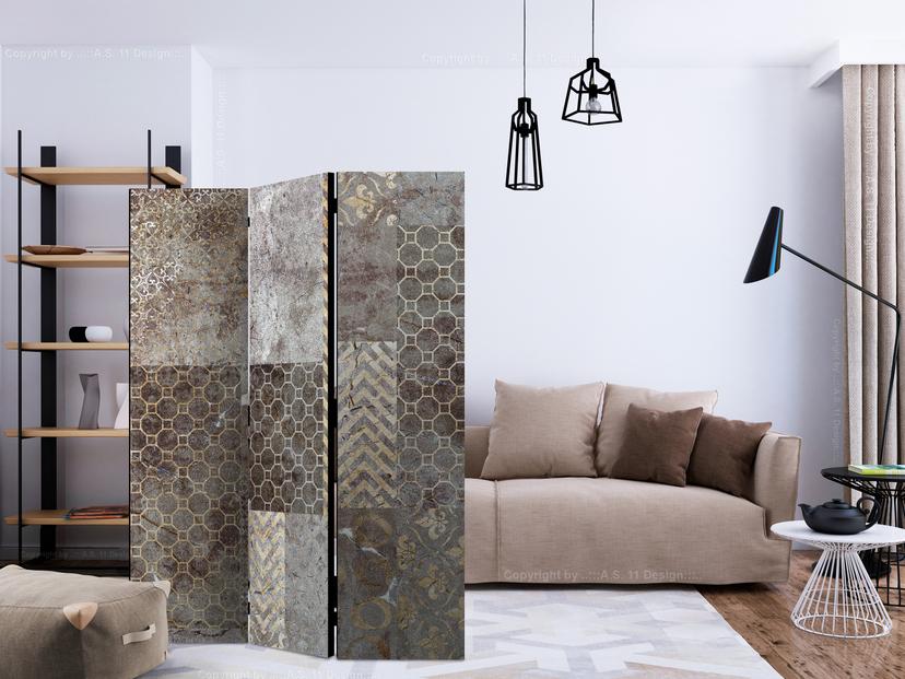 Divisorio per sala - Trame geometriche, 3 pezzi - 135x172 cm