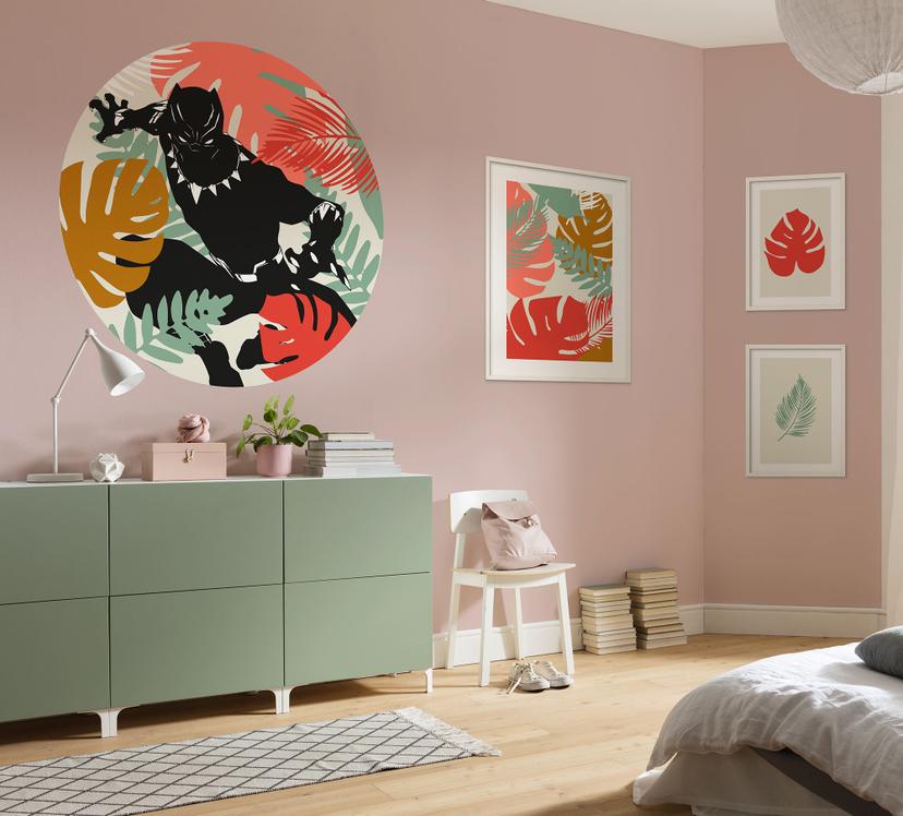 Selvklæbende non-woven tapet - Winter Tropics Black Panther - 125 x 125 cm