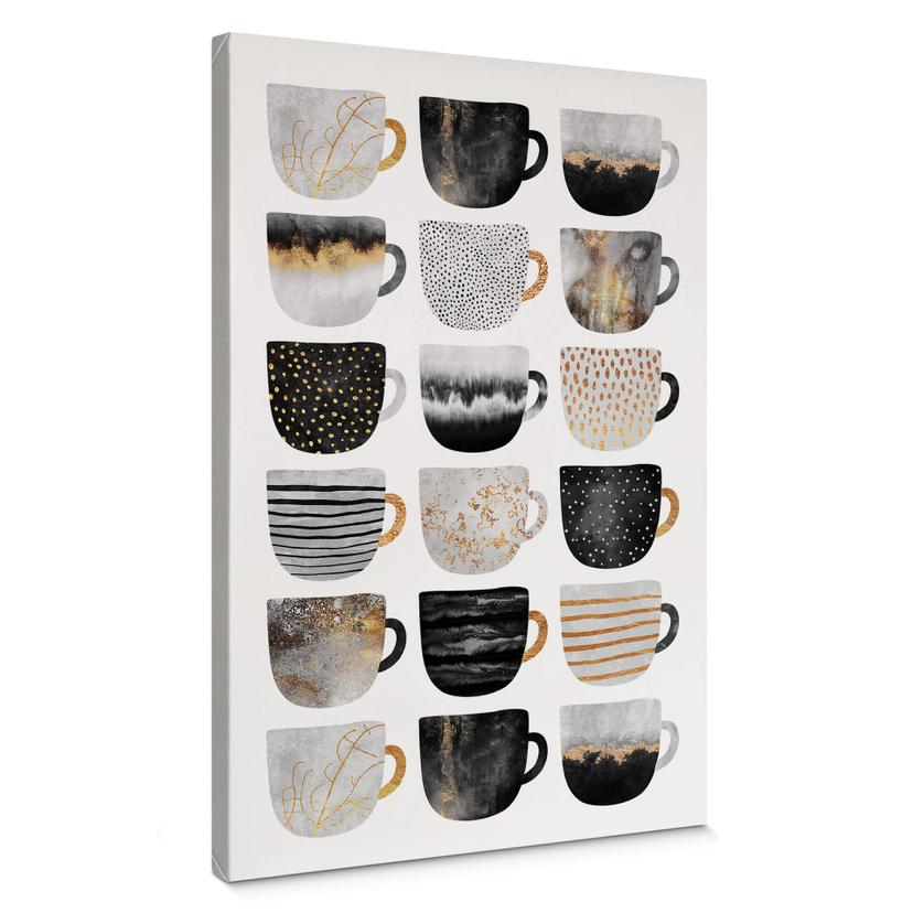 Lienzo Fredriksson - Tazas de café: Pretty Black & Gold